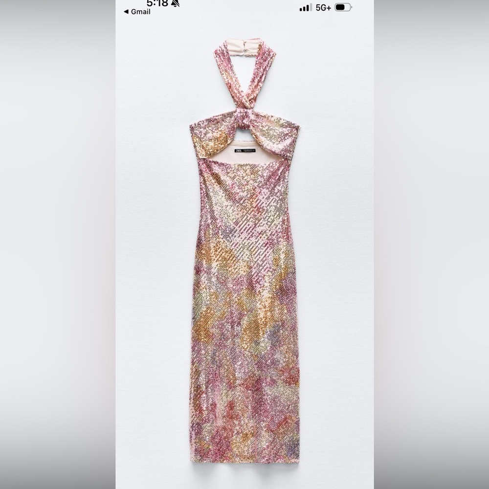 Zara sequin knotted halter dress - Picture 2 of 6